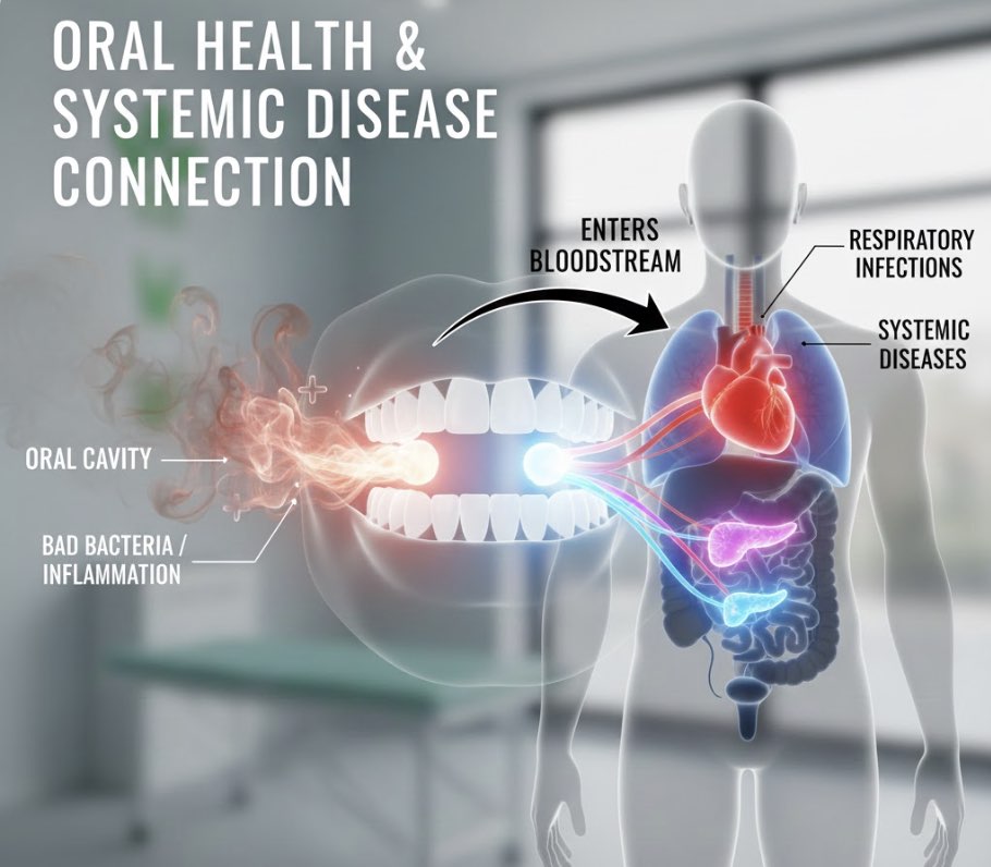 Healthy smile representing the connection between oral health and overall body health