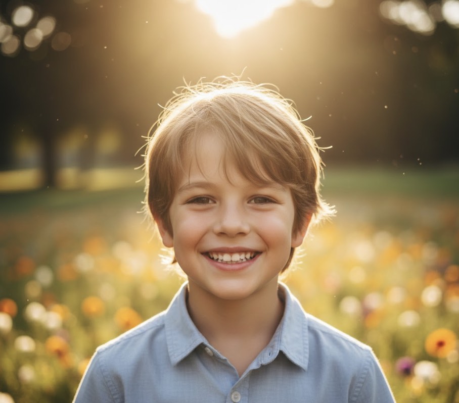 Person smiling with happiness and joy
